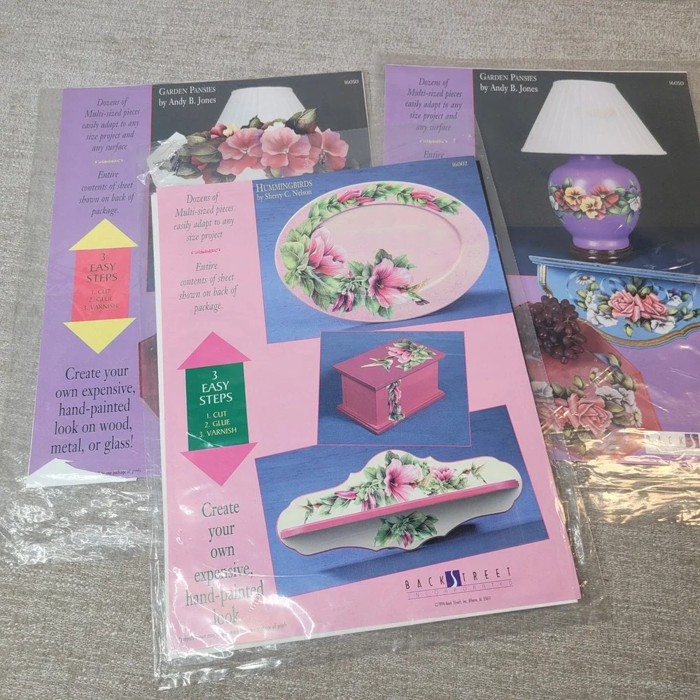 Back Street Inc Decoupage Prints Hand Painted Floral Christmas HUGE LOT New